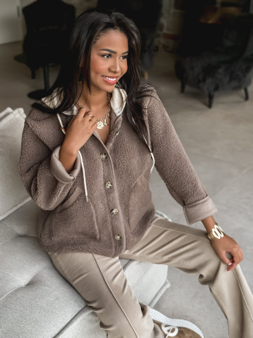 Veste en teddy Esra - Taupe