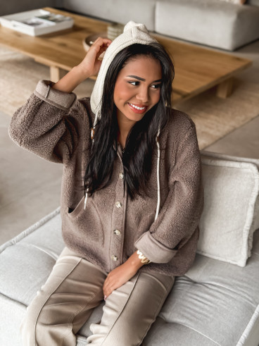 Veste en teddy Esra - Taupe
