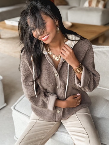 Veste en teddy Esra - Taupe