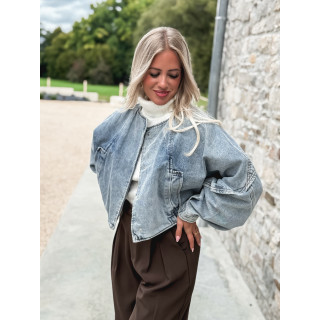Veste courte en jeans Oana - Bleu