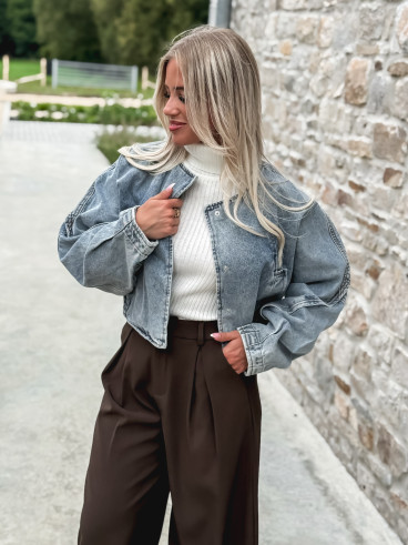 Veste courte en jeans Oana - Bleu