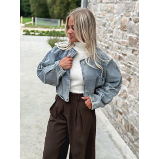 Veste courte en jeans Oana - Bleu