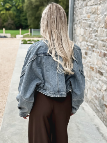 Veste courte en jeans Oana - Bleu