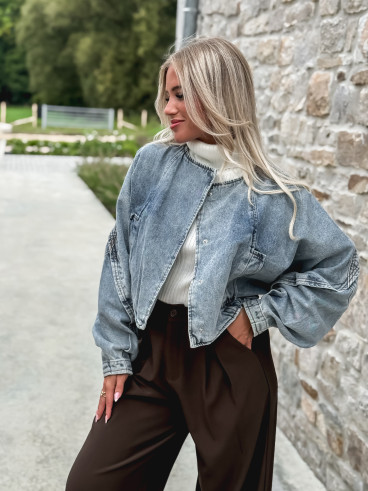 Veste courte en jeans Oana - Bleu