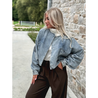 Veste courte en jeans Oana - Bleu