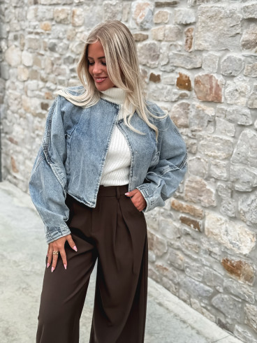 Veste courte en jeans Oana - Bleu