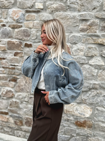 Veste courte en jeans Oana - Bleu
