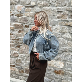 Veste courte en jeans Oana - Bleu
