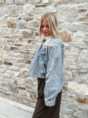 Veste courte en jeans Oana - Bleu