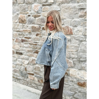 Veste courte en jeans Oana - Bleu