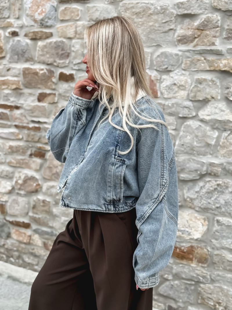 Veste courte en jeans Oana - Bleu