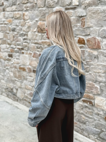 Veste courte en jeans Oana - Bleu