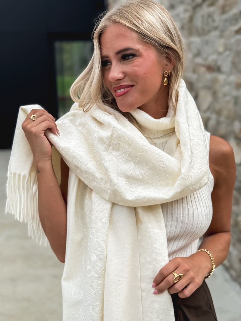 Echarpe à motifs Lidya - Ecru