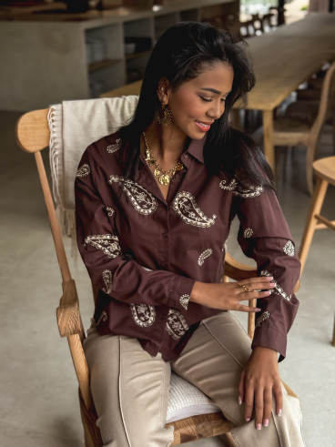 Chemise à motifs Cindya - Chocolat