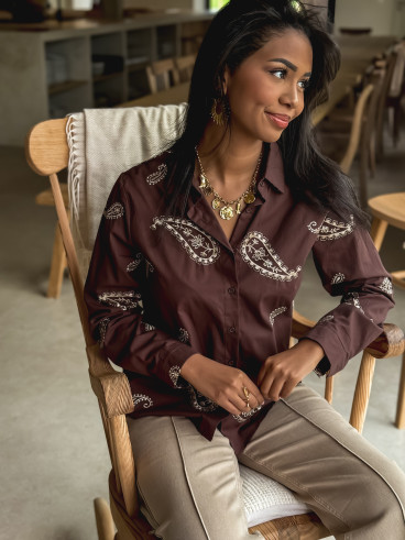 Chemise à motifs Cindya - Chocolat