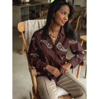 Chemise à motifs Cindya - Chocolat