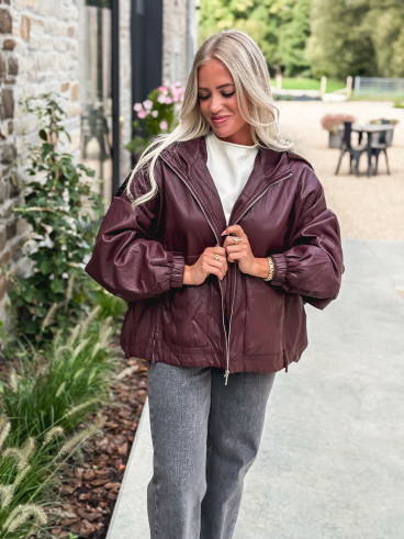 Veste en simili cuir Odélisse - Bordeaux