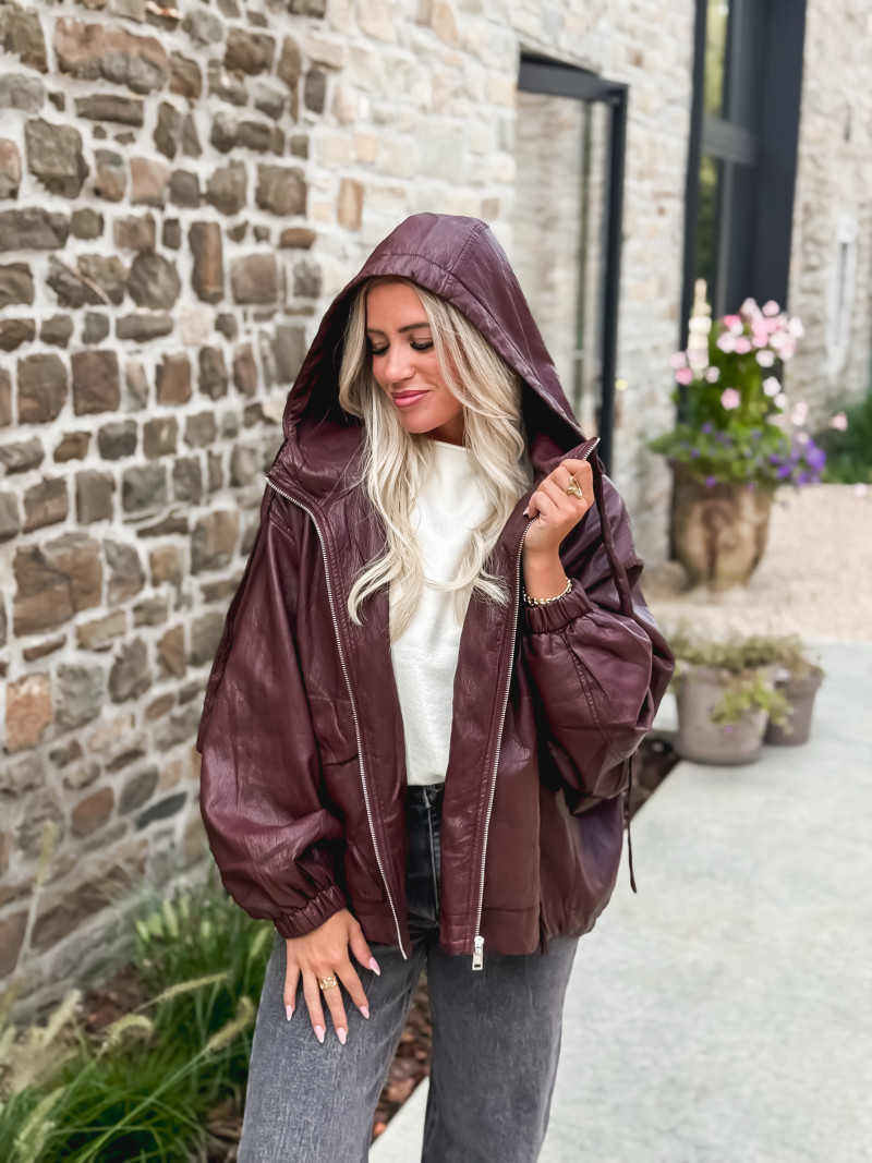 Veste en simili cuir Odélisse - Bordeaux