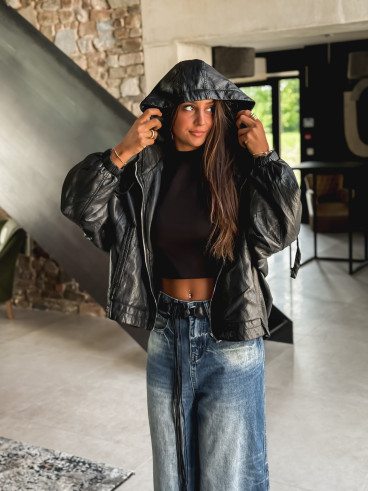 Veste en simili cuir Odélisse - Noir