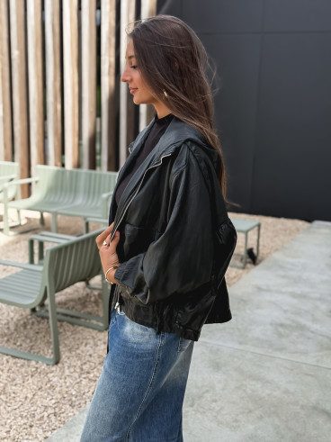 Veste en simili cuir Odélisse - Noir