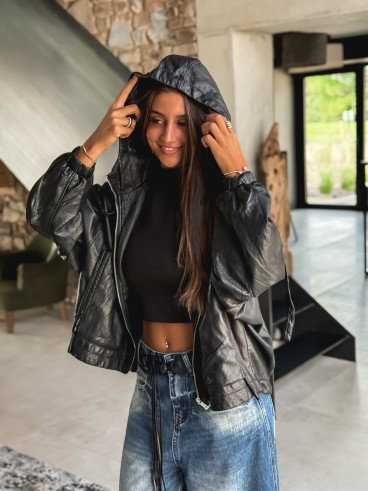 Veste en simili cuir Odélisse - Noir