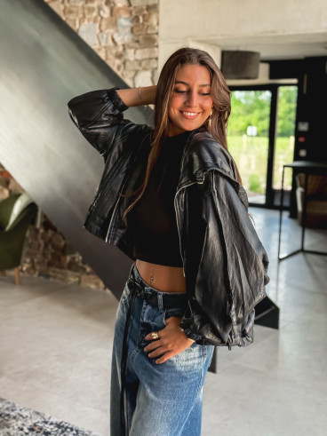 Veste en simili cuir Odélisse - Noir