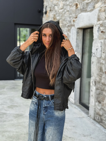 Veste en simili cuir Odélisse - Noir