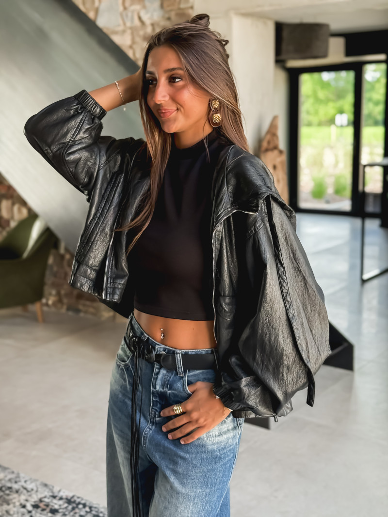 Veste en simili cuir Odélisse - Noir