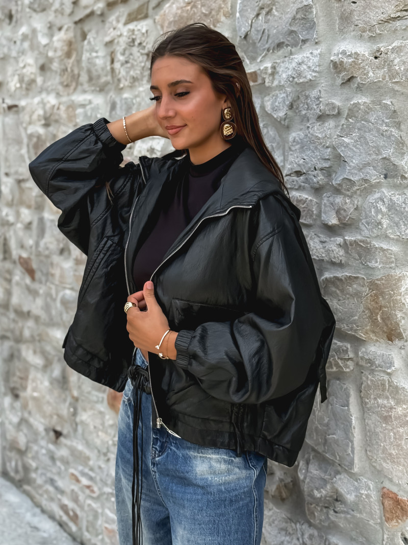 Veste En Simili Cuir Noir Style Biker - Taille S - Neuve Sans Étiquettes