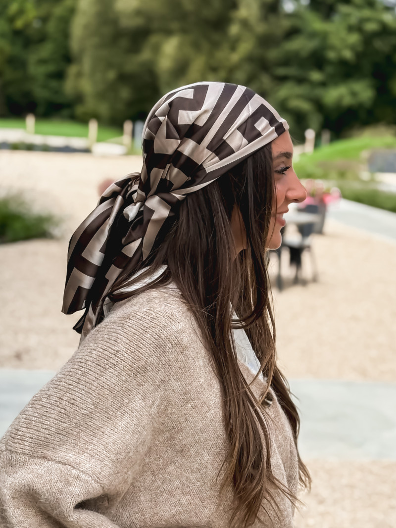 Foulard Elina - Beige/chocolat