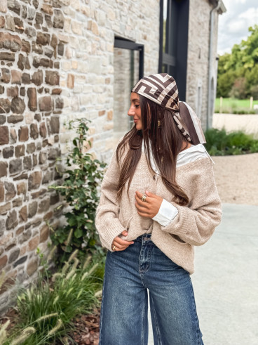 Foulard Elina - Beige/chocolat