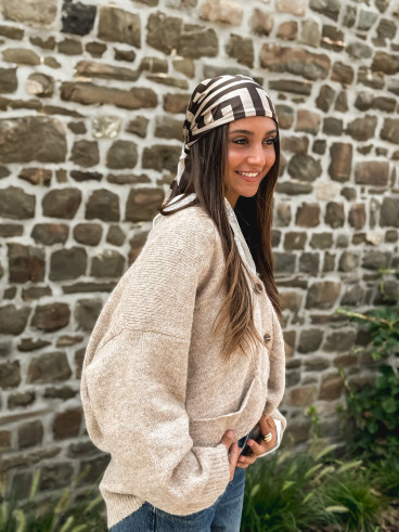 Foulard Elina - Beige/chocolat
