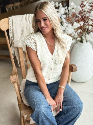 Pull sans manches Maria - Crème