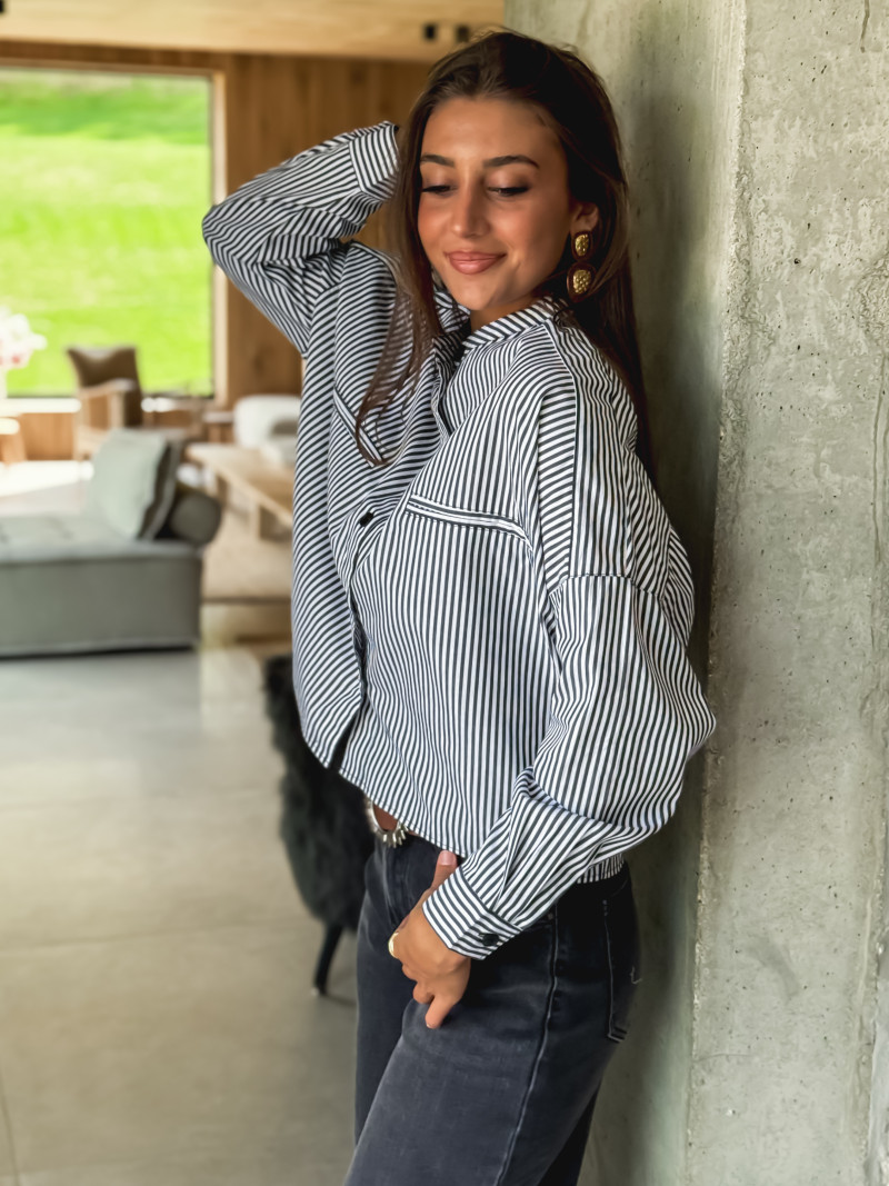 Chemise lignée Tyana - Blanc/Noir