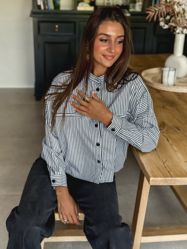 Chemise lignée Tyana - Blanc/Noir