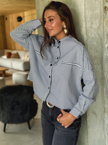 Chemise lignée Tyana - Blanc/Noir