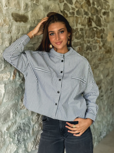 Chemise lignée Tyana - Blanc/Noir