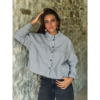 Chemise lignée Tyana - Blanc/Noir