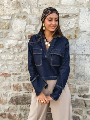 Chemise en jeans Aerys - Bleu foncé