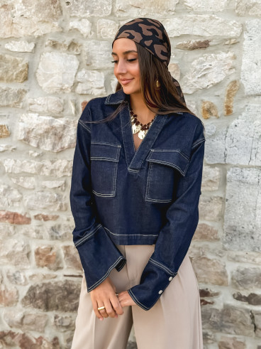 Foulard Léopard Mélania - Noir/Camel