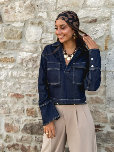 Foulard Léopard Mélania - Noir/Camel