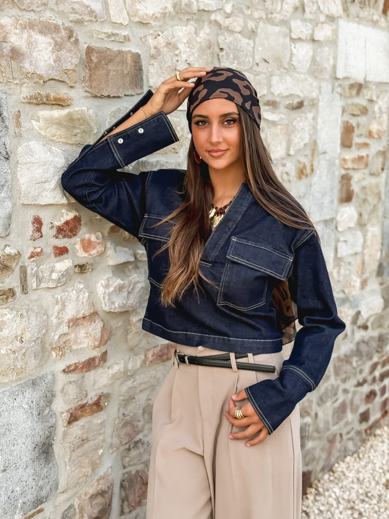 Foulard Léopard Mélania - Noir/Camel