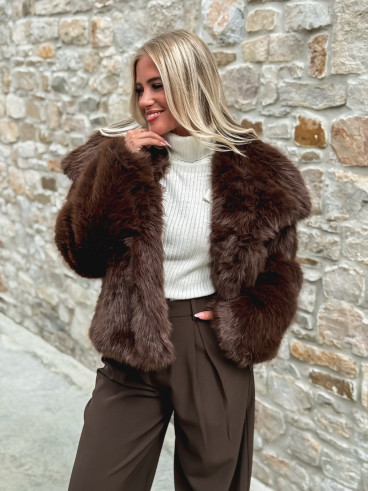 Veste en fausse fourrure Zéliana - Chocolat
