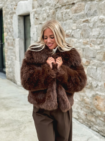 Veste en fausse fourrure Zéliana - Chocolat