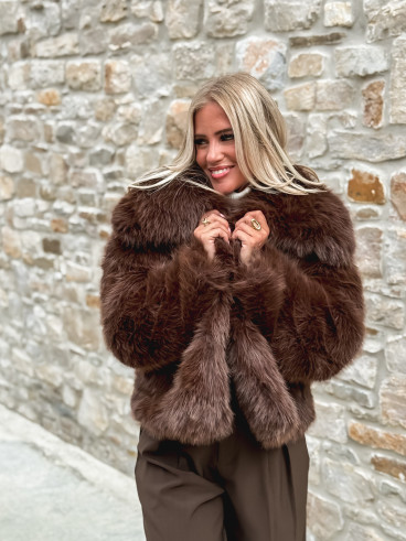 Veste en fausse fourrure Zéliana - Chocolat