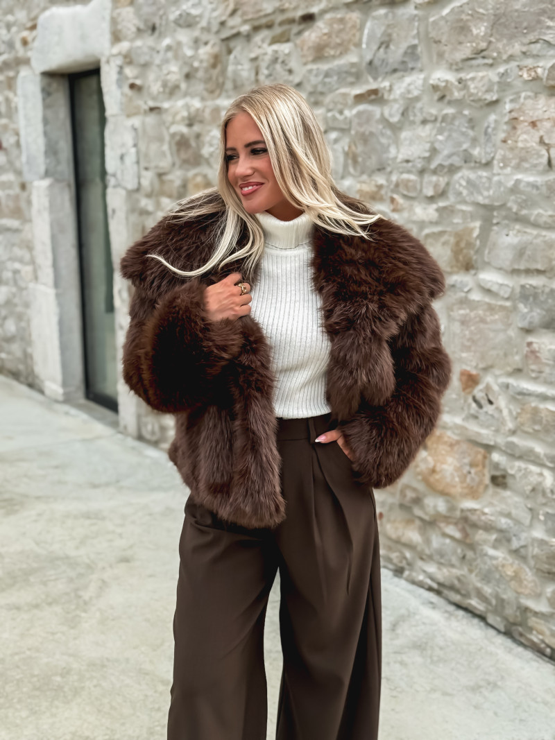 Veste en fausse fourrure Zéliana - Chocolat