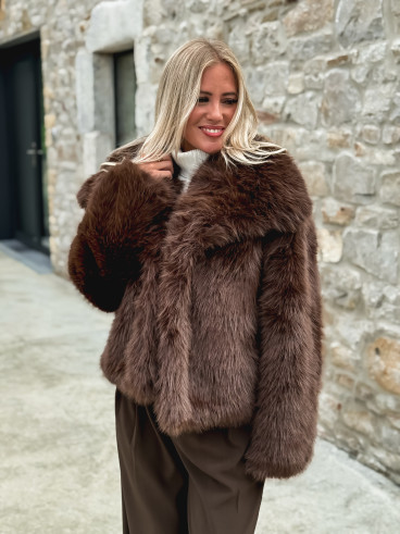 Veste en fausse fourrure Zéliana - Chocolat