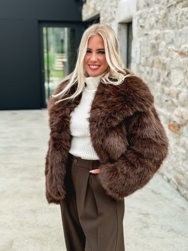 Veste en fausse fourrure Zéliana - Chocolat