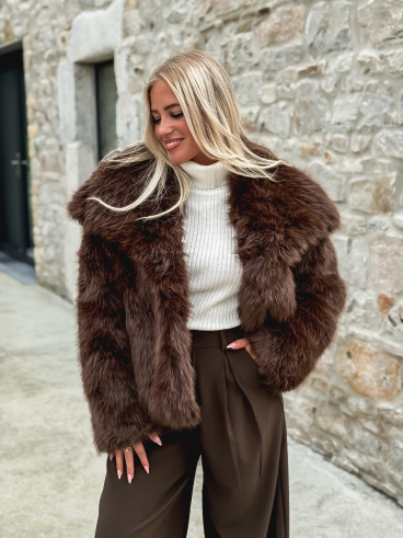Veste en fausse fourrure Zéliana - Chocolat