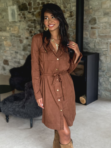 Robe courte en suédine Lyra - Camel